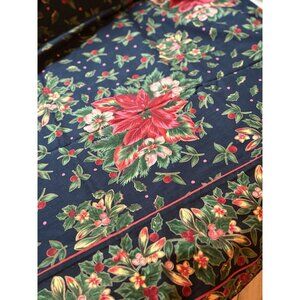 April Cornell Holly Berry Tablecloth Navy Blue Red Berries Large 120 X 88